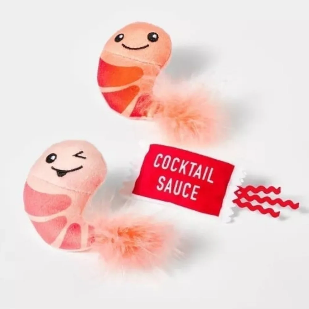 Shrimp & Cocktail Sauce Plush Cat Toy - 3pk - Boots & Barkley™